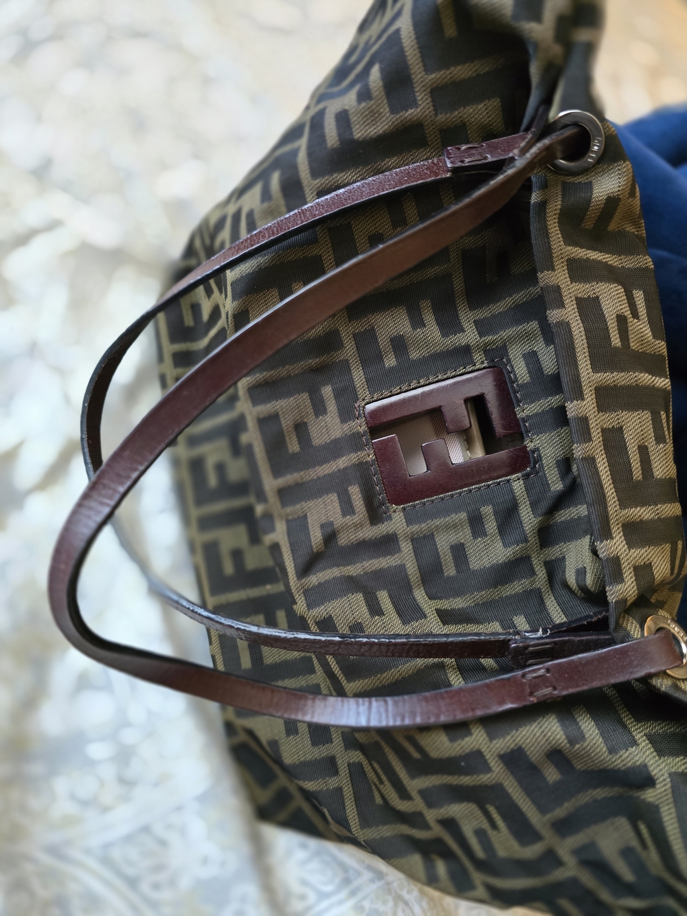 Fendi Brown Monogram Tote Bag with Leather Handles - Picture 5 of 16